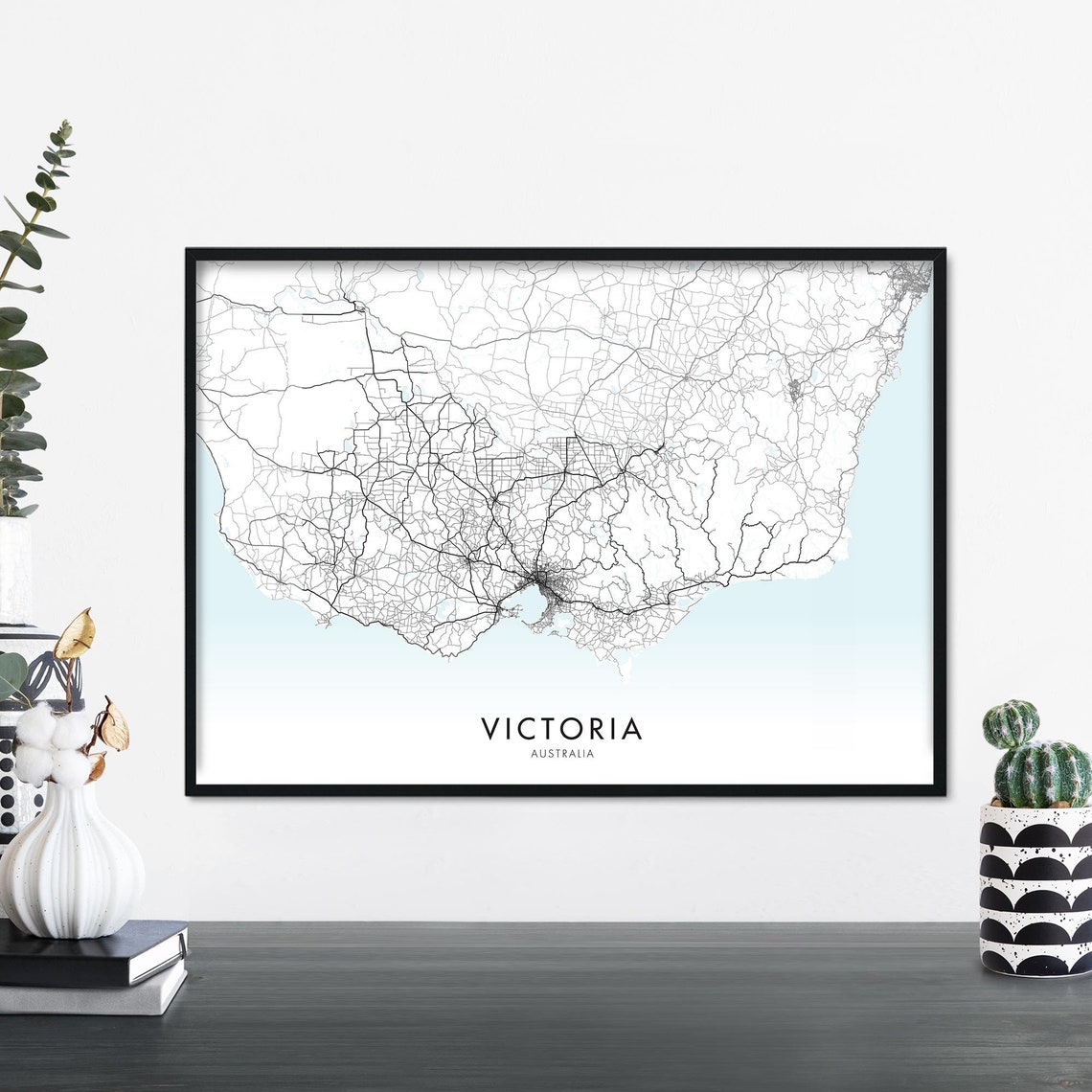 Victoria Australia Minimalist Road Map Design Landscape Wall Poster