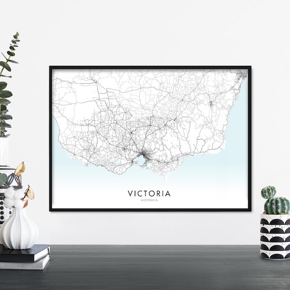 Victoria Australia Minimalist Road Map Design Landscape Wall Poster