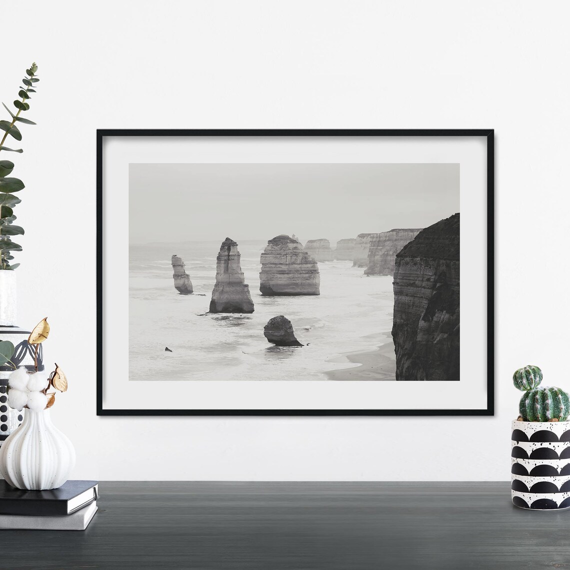 Twelve Apostles Victoria Australia Black And White Photo Print