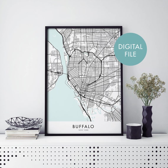 Buffalo New York City Map Print Wall Art At Home File