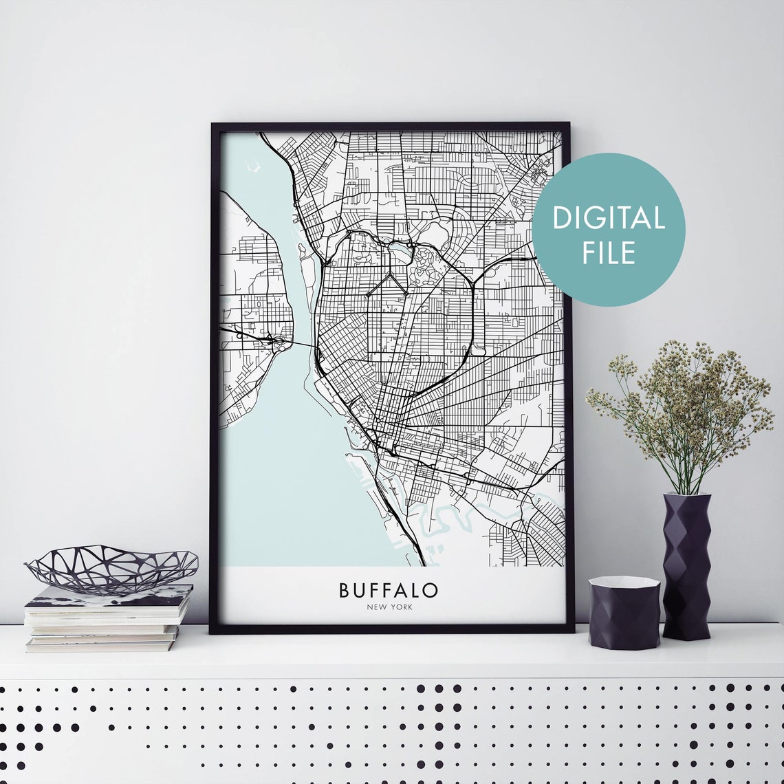Buffalo New York City Map Print Wall Art At Home File