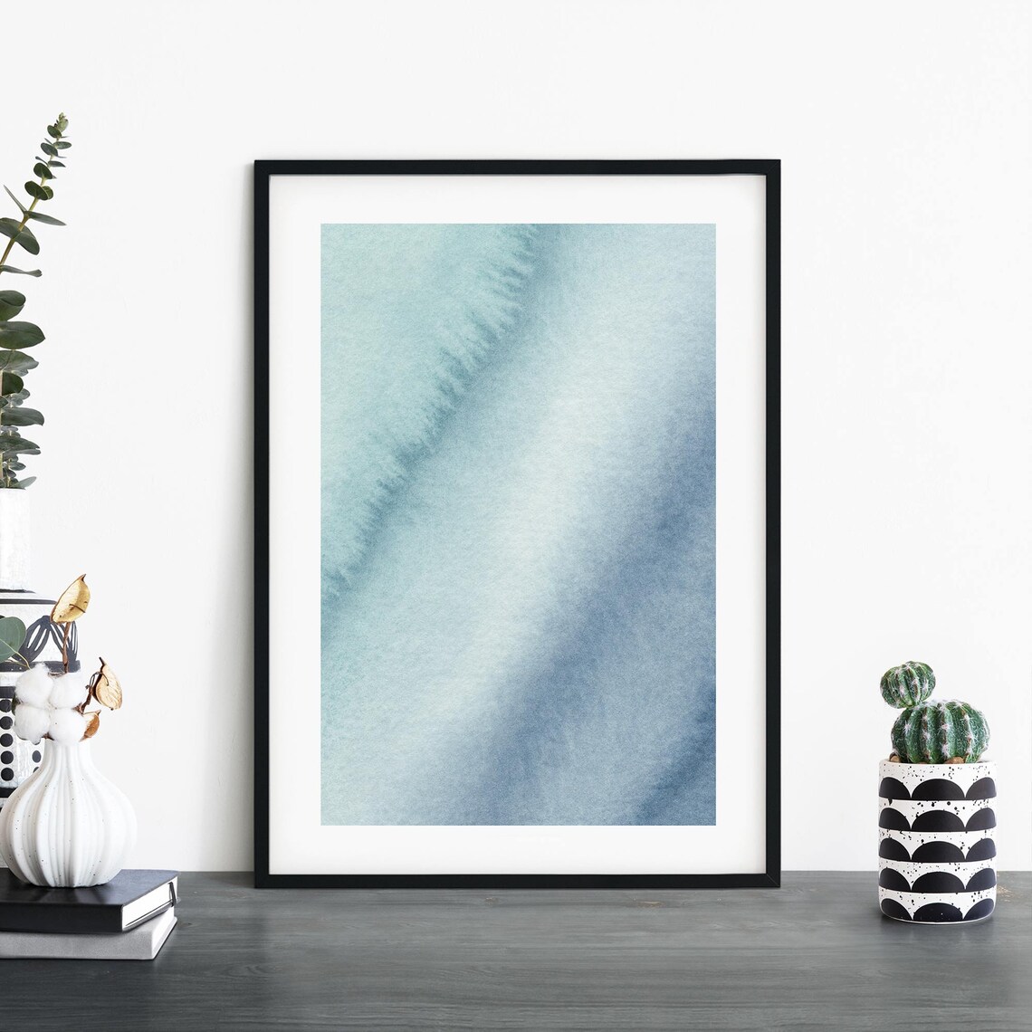 Seaside Blue Watercolour Abstract Art Print