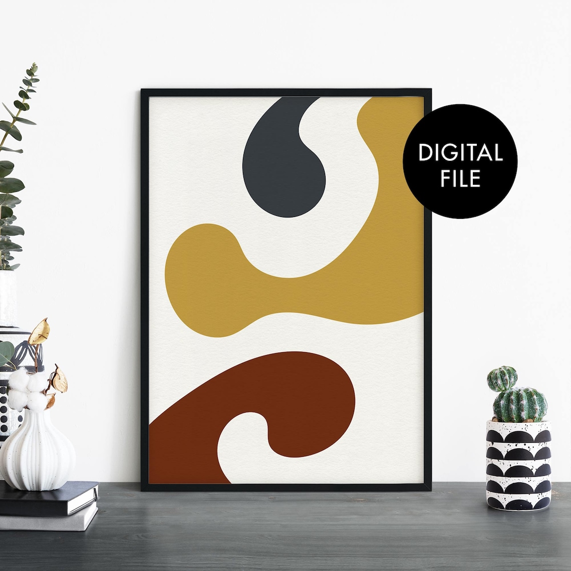 Organic Hues No19 Modern Abstract Mustard Terracotta Art Poster
