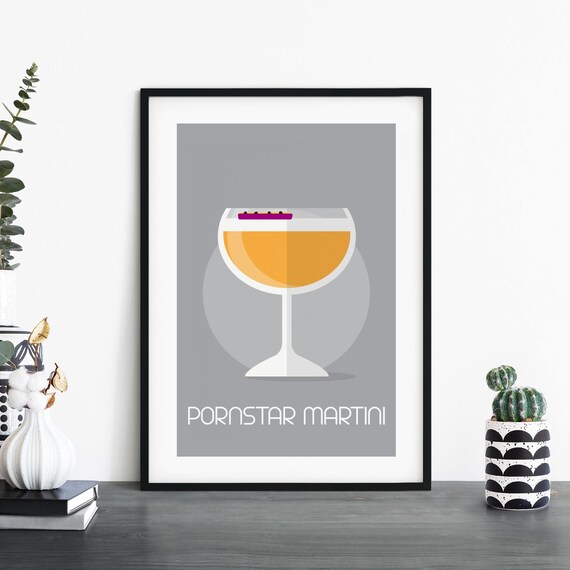 Pornstar Martini Cocktail Minimalist Modern Bar Decor Art Print
