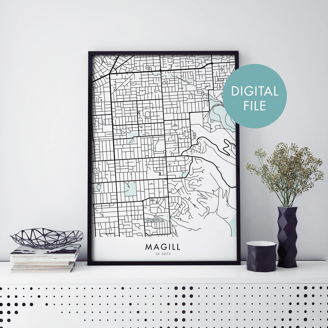 Elegant Magill Adelaide Australia City Map Poster Digital Art