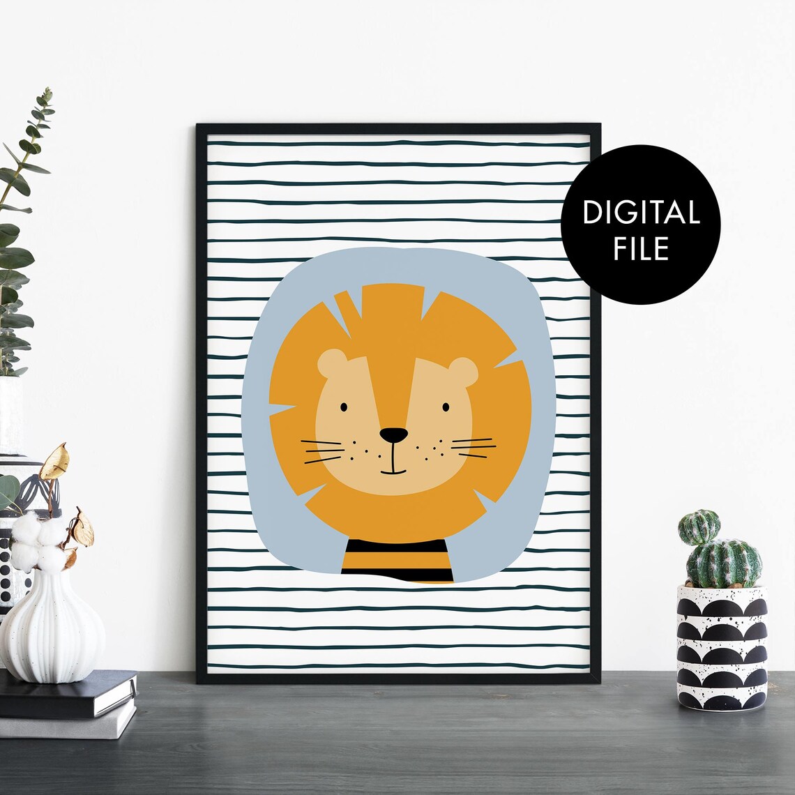 Lion Poster Print, Nursery Bedroom Wall Art