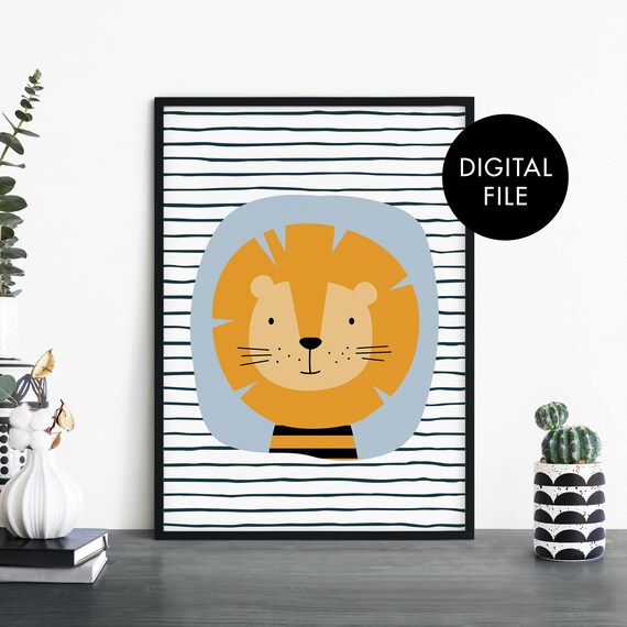 Lion Poster Print, Nursery Bedroom Wall Art