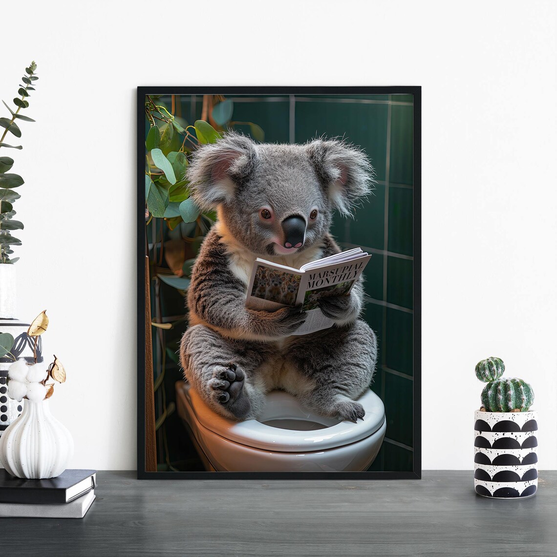 Koala In The Loo Bathroom Toilet Art Print