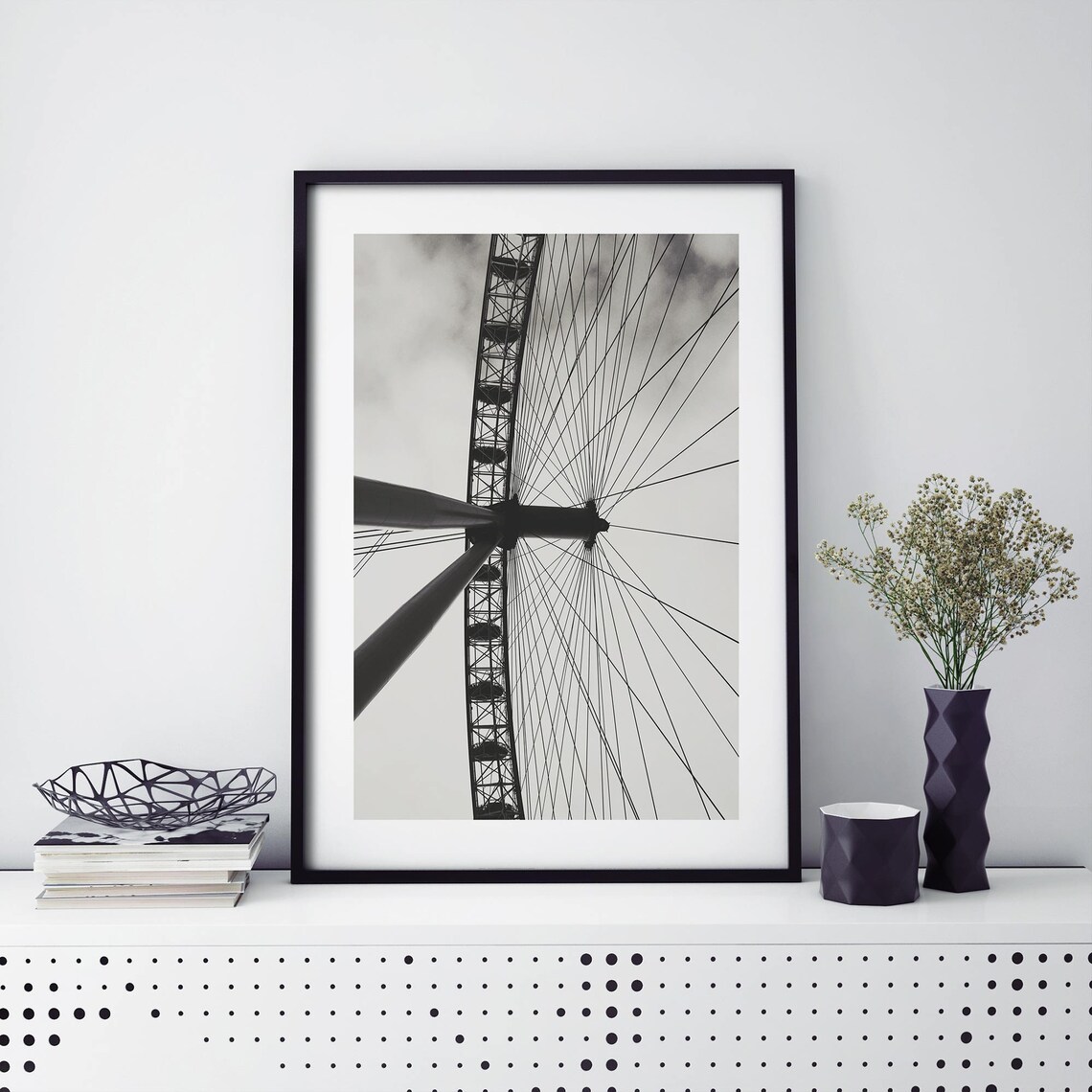 London Eye Close-Up Black and White London Architecture Poster