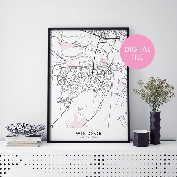 Windsor United Kingdom Minimalist Pink Tone Street Map Art Print
