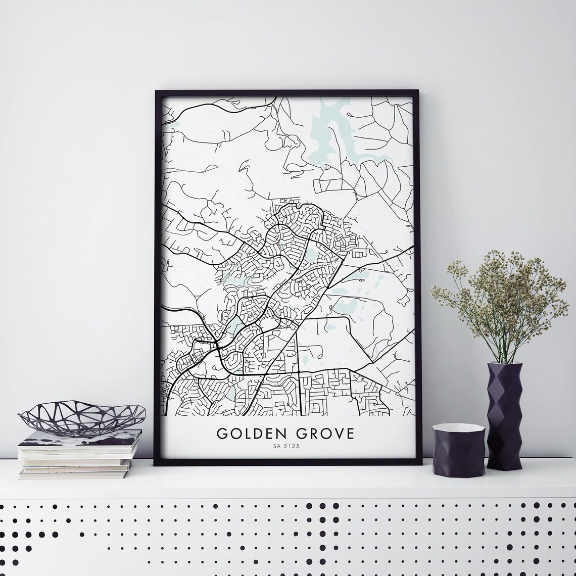 Golden Grove South Australia Black And White Street Map Art Print