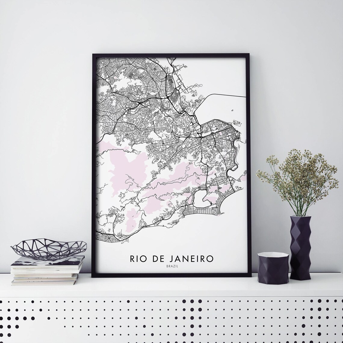 Rio de Janeiro Brazil City Street Map Minimalist Travel Art Poster