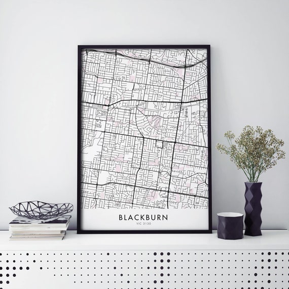 Blackburn Melbourne Art City Map Travel Poster