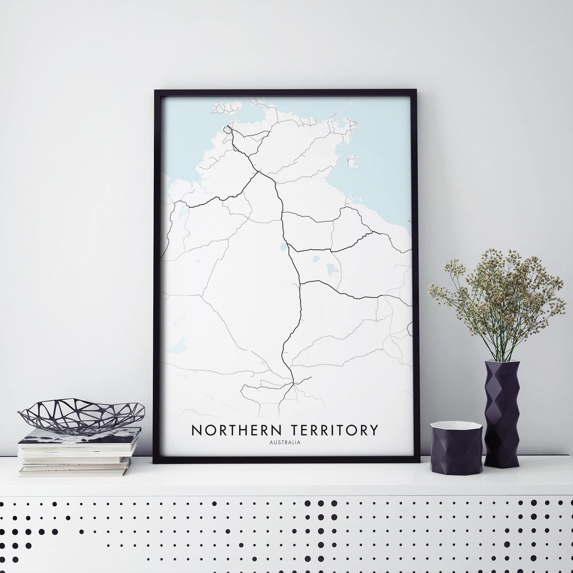 Northern Territory Australia Minimalist Road Map Style Wall Poster