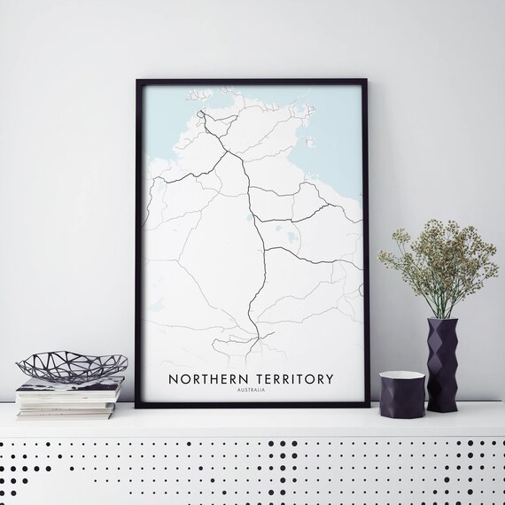 Northern Territory Australia Minimalist Road Map Style Wall Poster