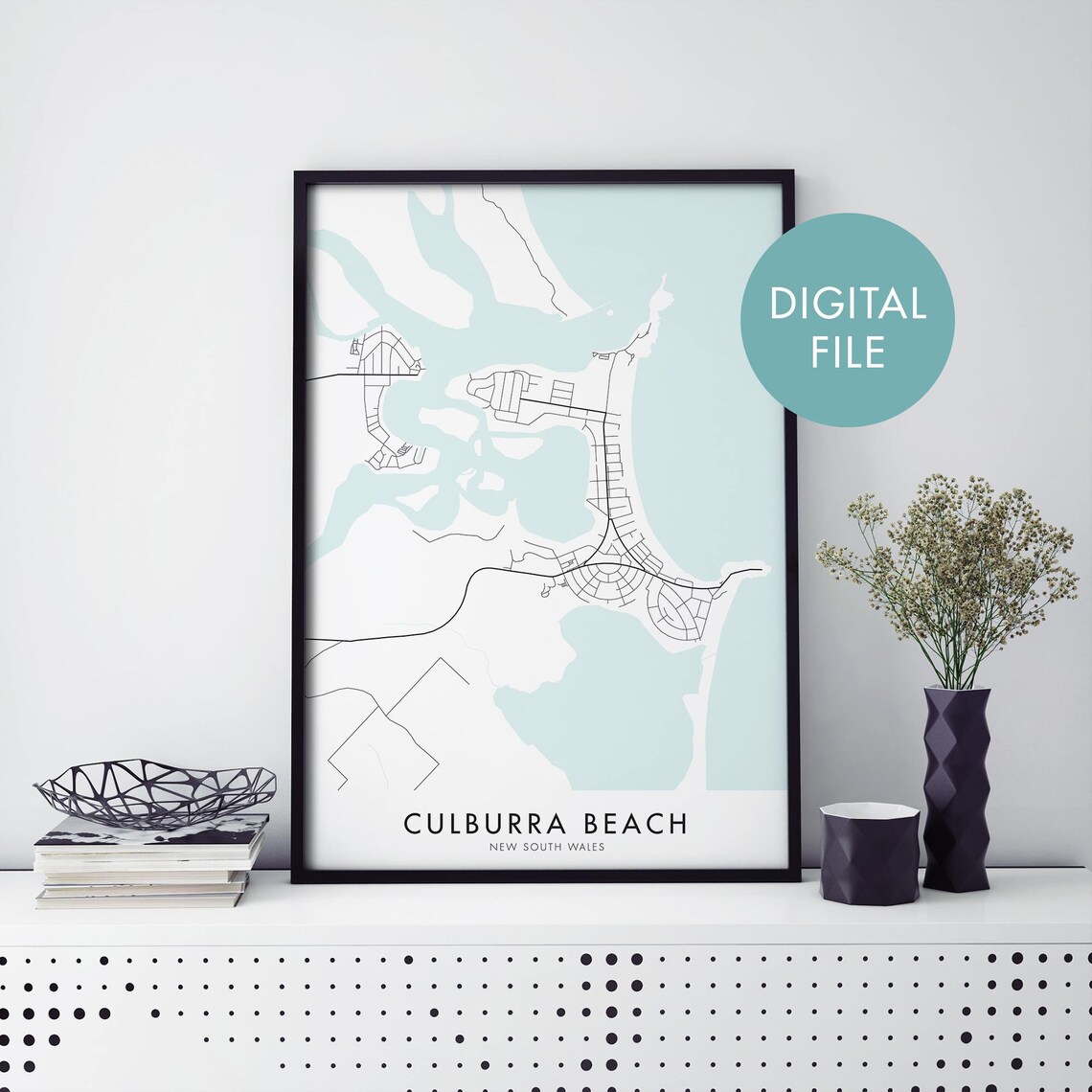Culburra Beach New South Wales Map Art Print