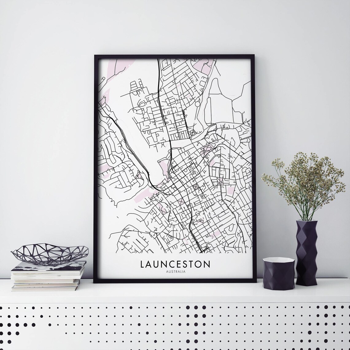 Launceston Tasmania Australia City Map Art Print