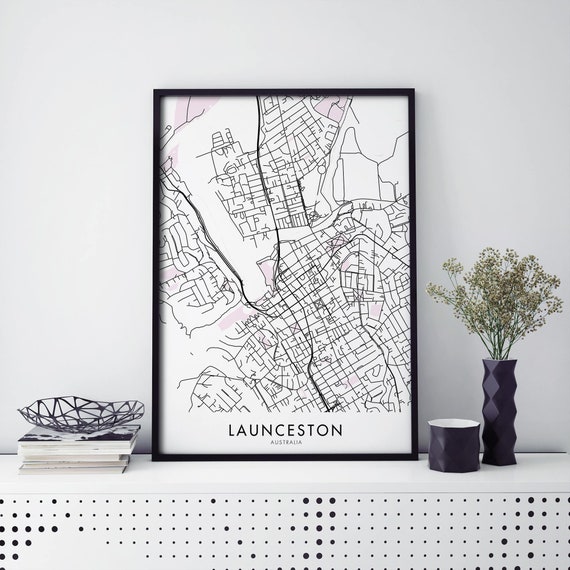 Launceston Tasmania Australia City Map Art Print