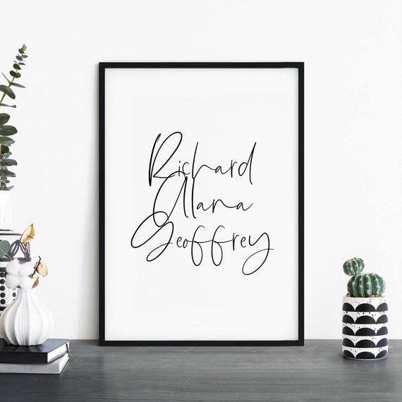 Custom Family Names Poster Print Wall Art Personalized Text Your Here