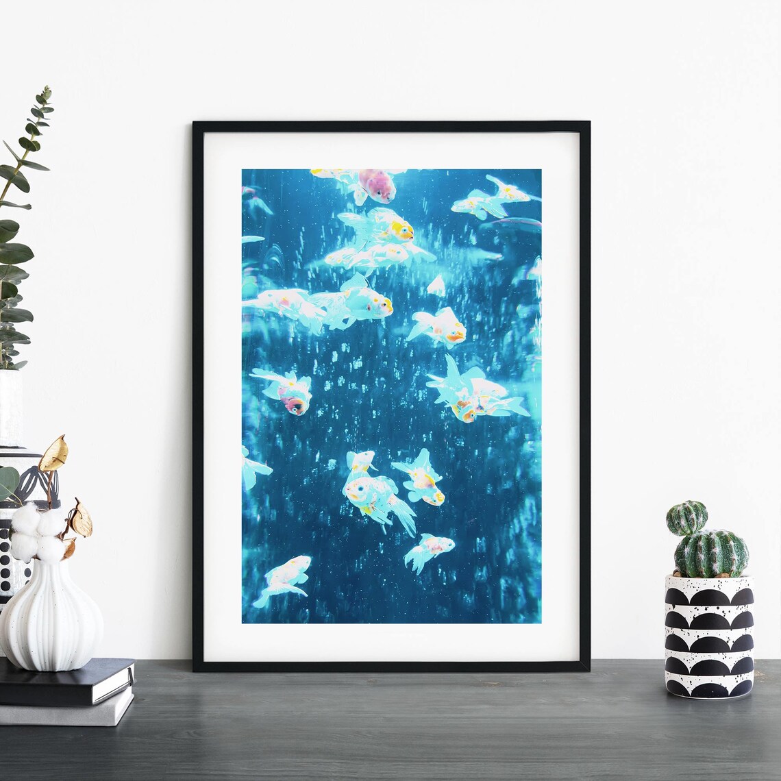 Blue Fish Print Wall Art A4 A3 A2 A1