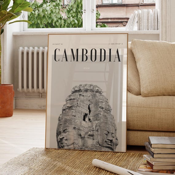 Cambodia Modern Travel Wall Art Design Color Print Wanderlust Decor Home Office Lover Gift Asia