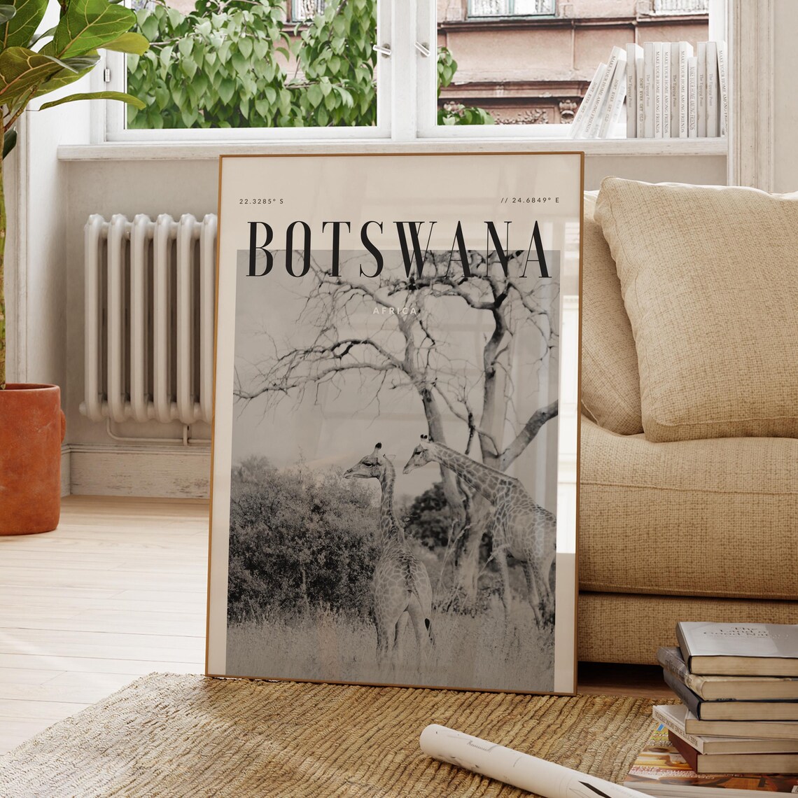 Botswana Modern Travel Poster, Wanderlust Decor