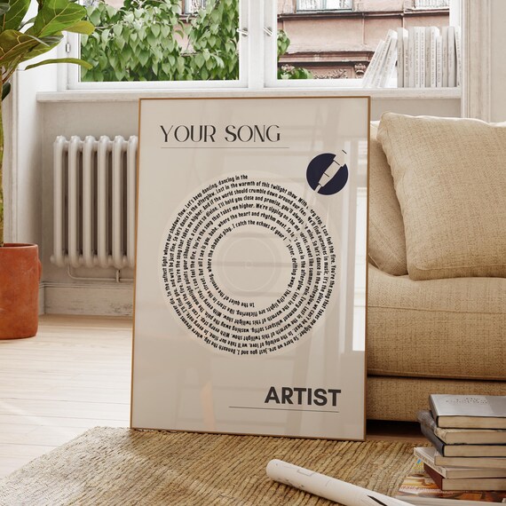 Custom Song Lyrics Print Personalised Music Poster Customizable Gift Vinyl Lyric Wedding Anniversary