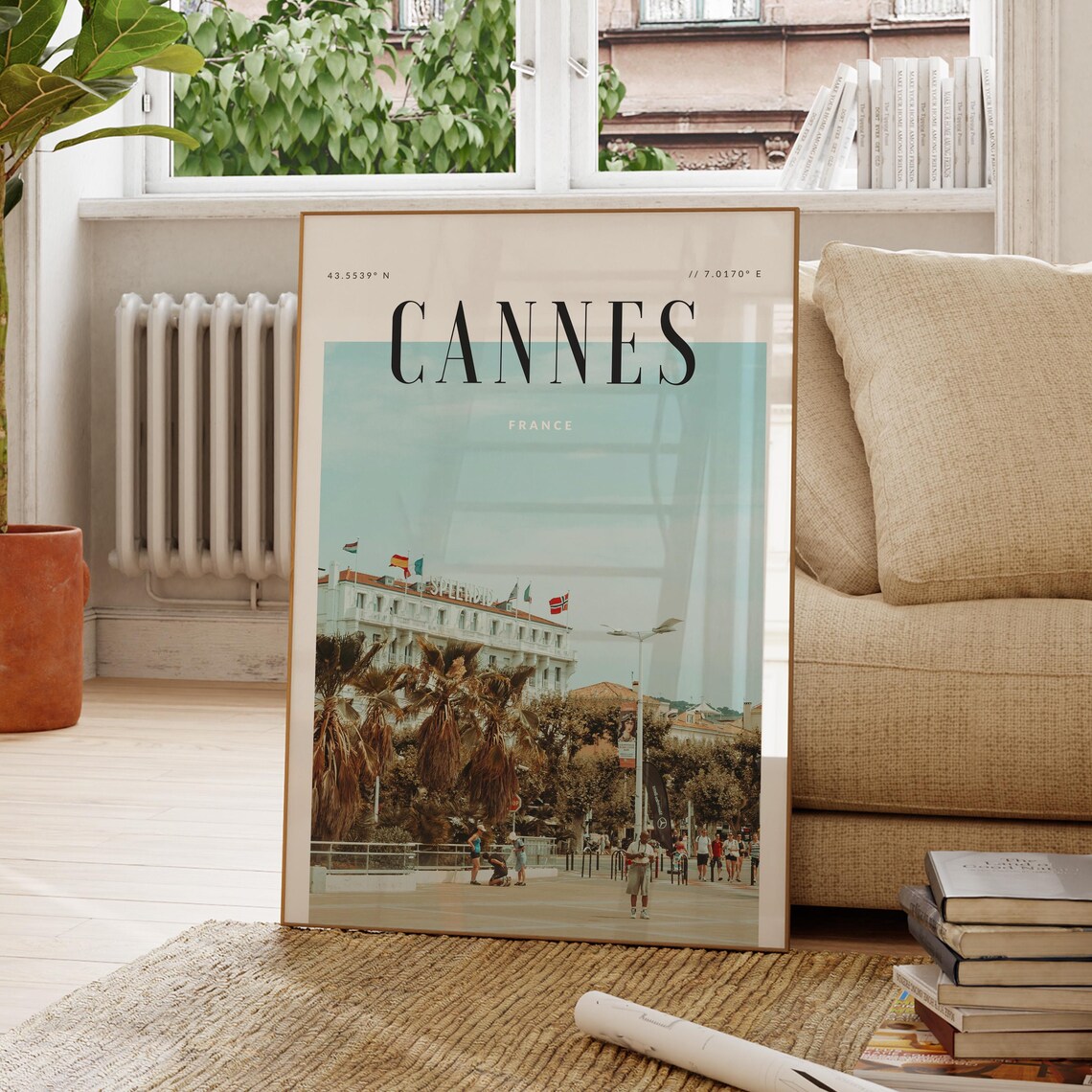 Cannes France Riviera Promenade Hotel Splendid Palm Travel Poster