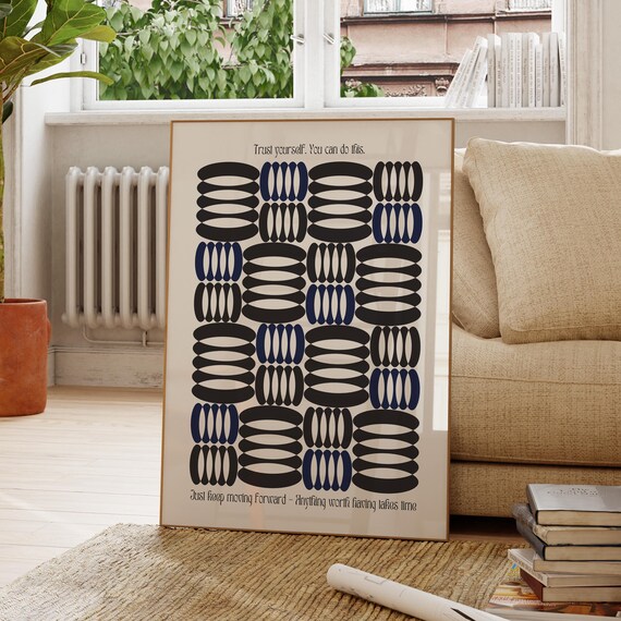 Trust Yourself Black Geometric Mid Century Modern Quote Poster