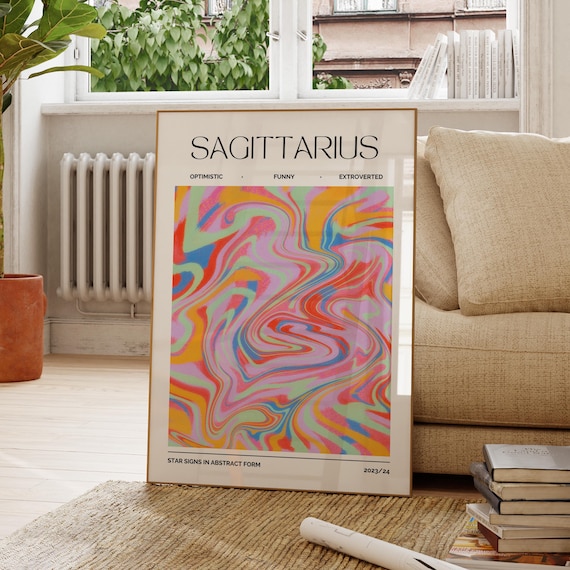 Sagittarius Zodiac Sign Wall Art Astrology Decor Star Print Horoscope Poster Celestial Artwork