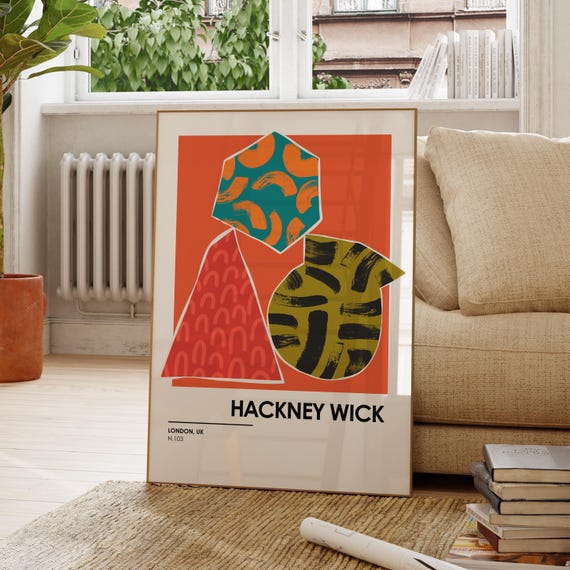 Hackney Wick London Borough Wall Art Travel Poster Print City Abstract Decor Gift Contemporary