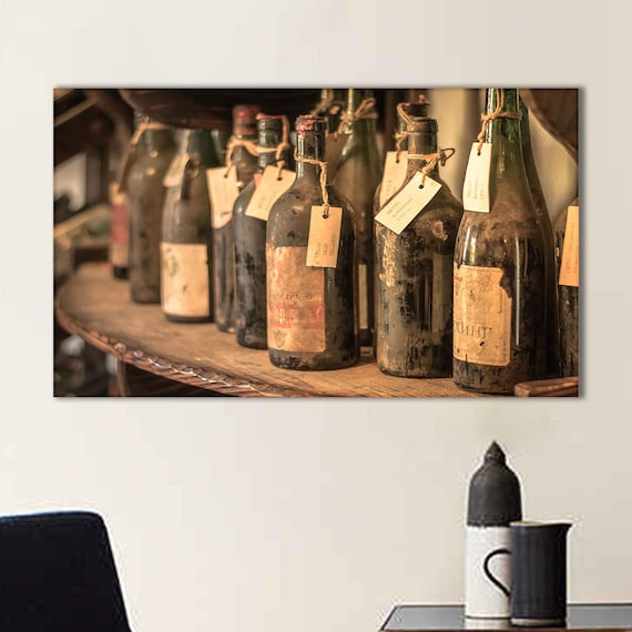 Rustic Wine Cellar Old Bottles Vintage Tags Still Life Poster