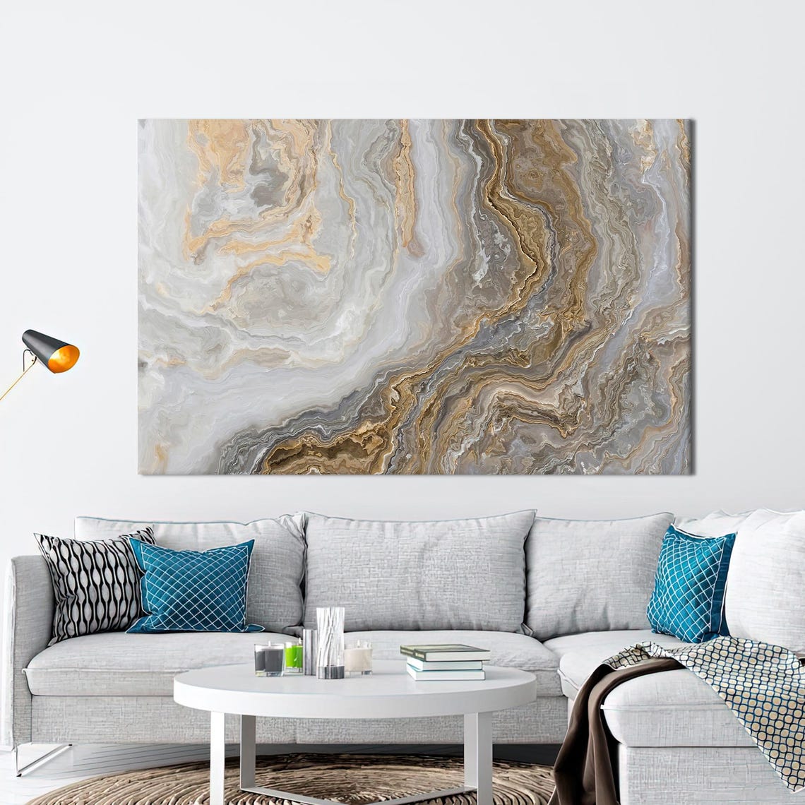 Brown Marble Canvas Art Modern Abstract Wall Decor