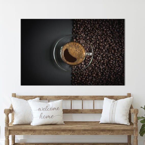 Coffee Cup Canvas Print Modern Bar Wall Art Decor