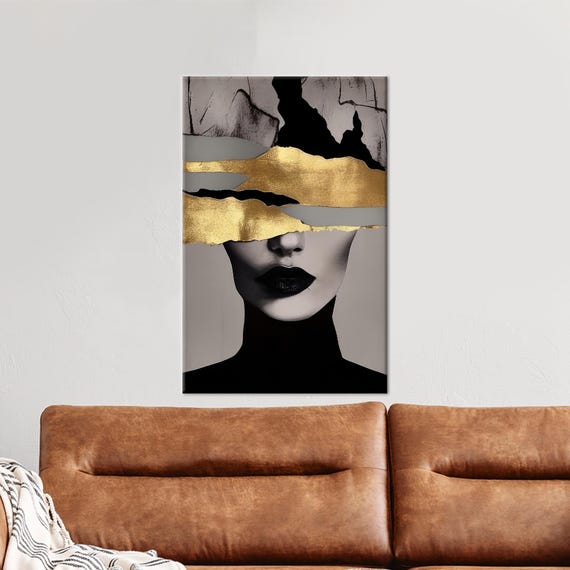 Abstract Woman Gold Canvas Print Modern Wall Art