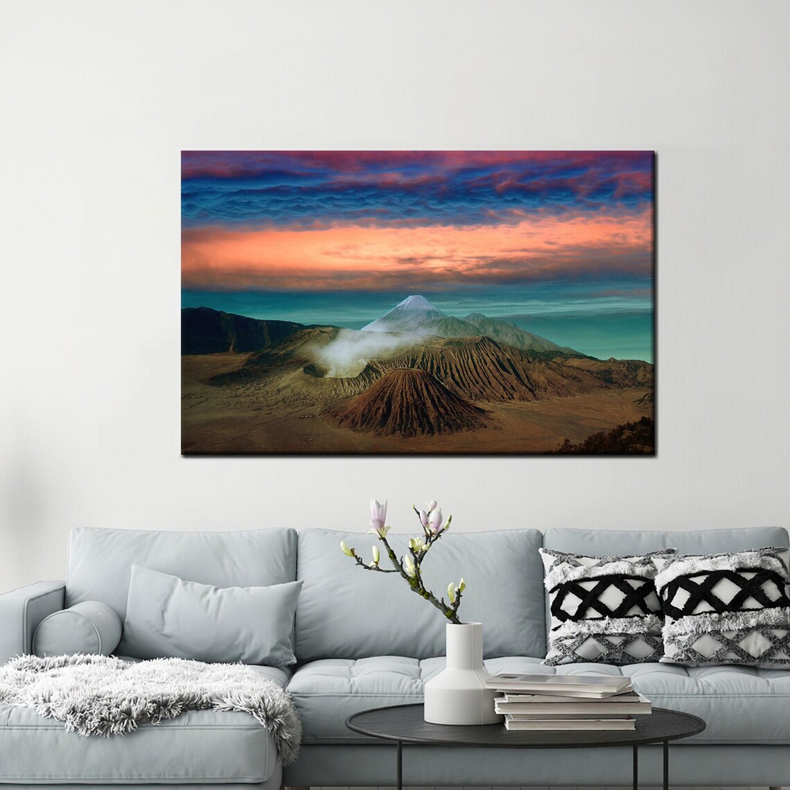 Mount Bromo Volcano Sunrise Dramatic Indonesian Landscape Art Poster