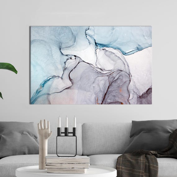 Blue Marble Abstract Canvas Art Modern Wall Decor