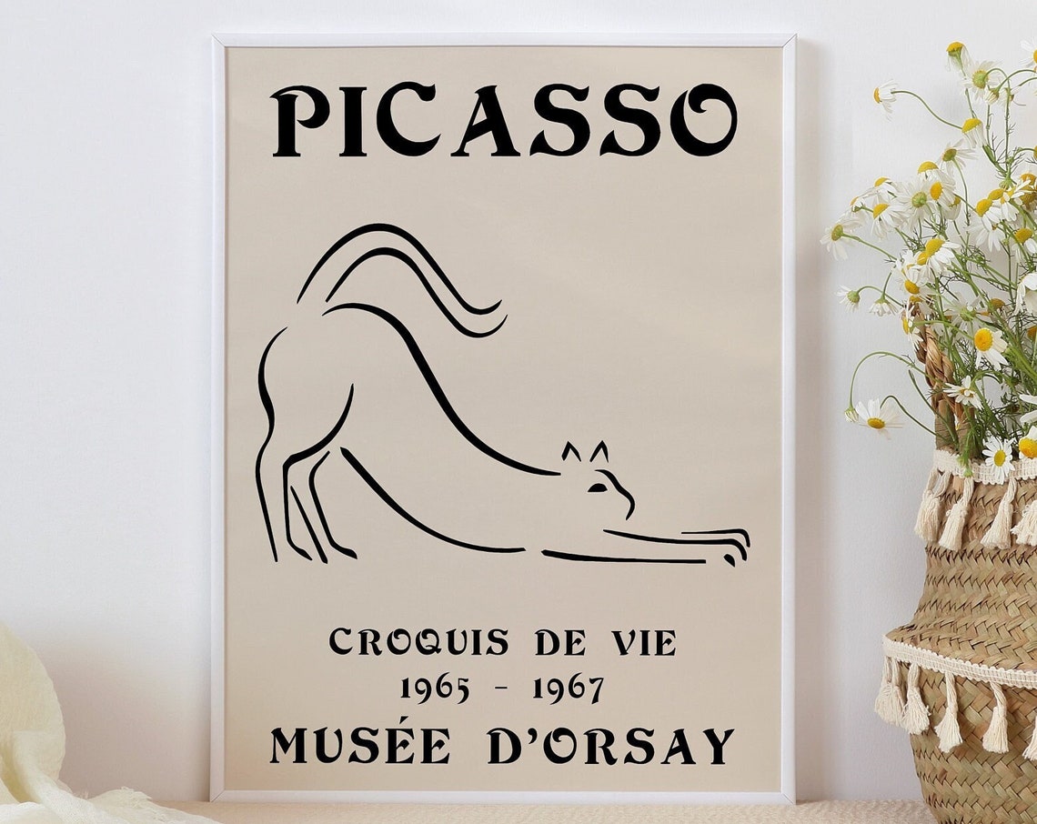 Picasso Croquis De Vie 1965 1967 Musée d'Orsay Cat Line Art Poster - Image 3