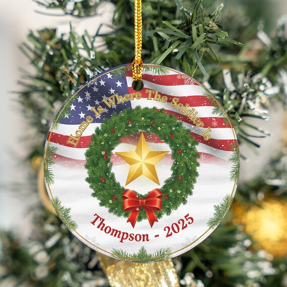 Personalized Military Christmas Ornament Soldier Family Name Poster
