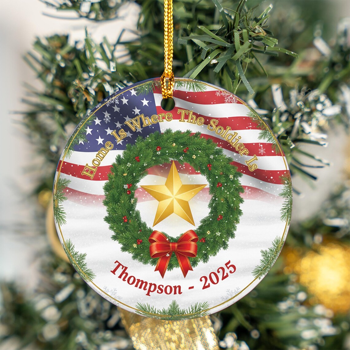 Personalized Military Christmas Ornament Soldier Family Name Poster
