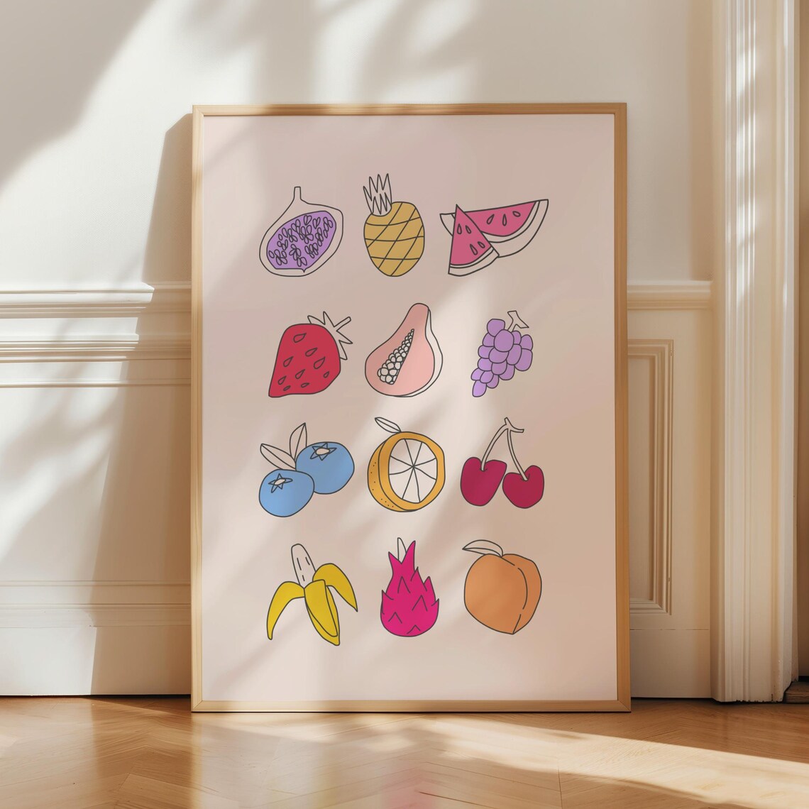 Fruits Kitchen Art Print, Cute Pink Kitchen Decor - Image 3