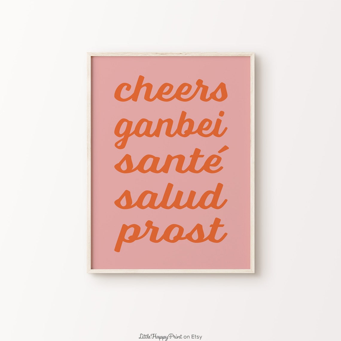 Cheers Ganbei Sante Salud Prost Multilingual Toast Bar Poster