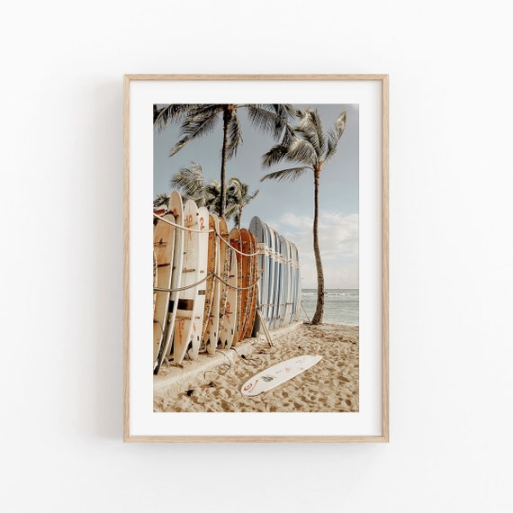 Surf Print Hawaii Maui Travel Poster, Maui Wall Decor