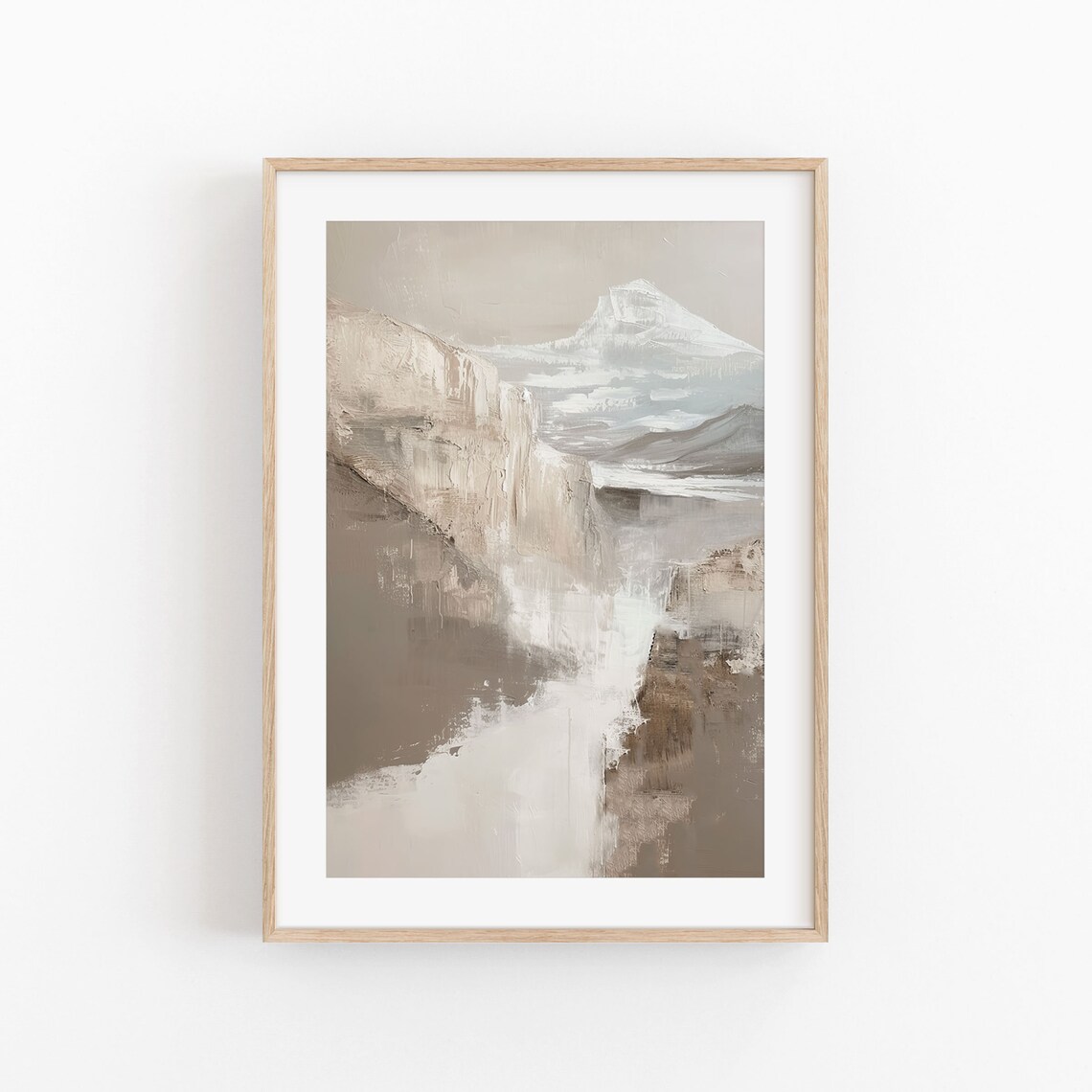 Abstract Mountain Minimalist Art Print, Beige Home Decor