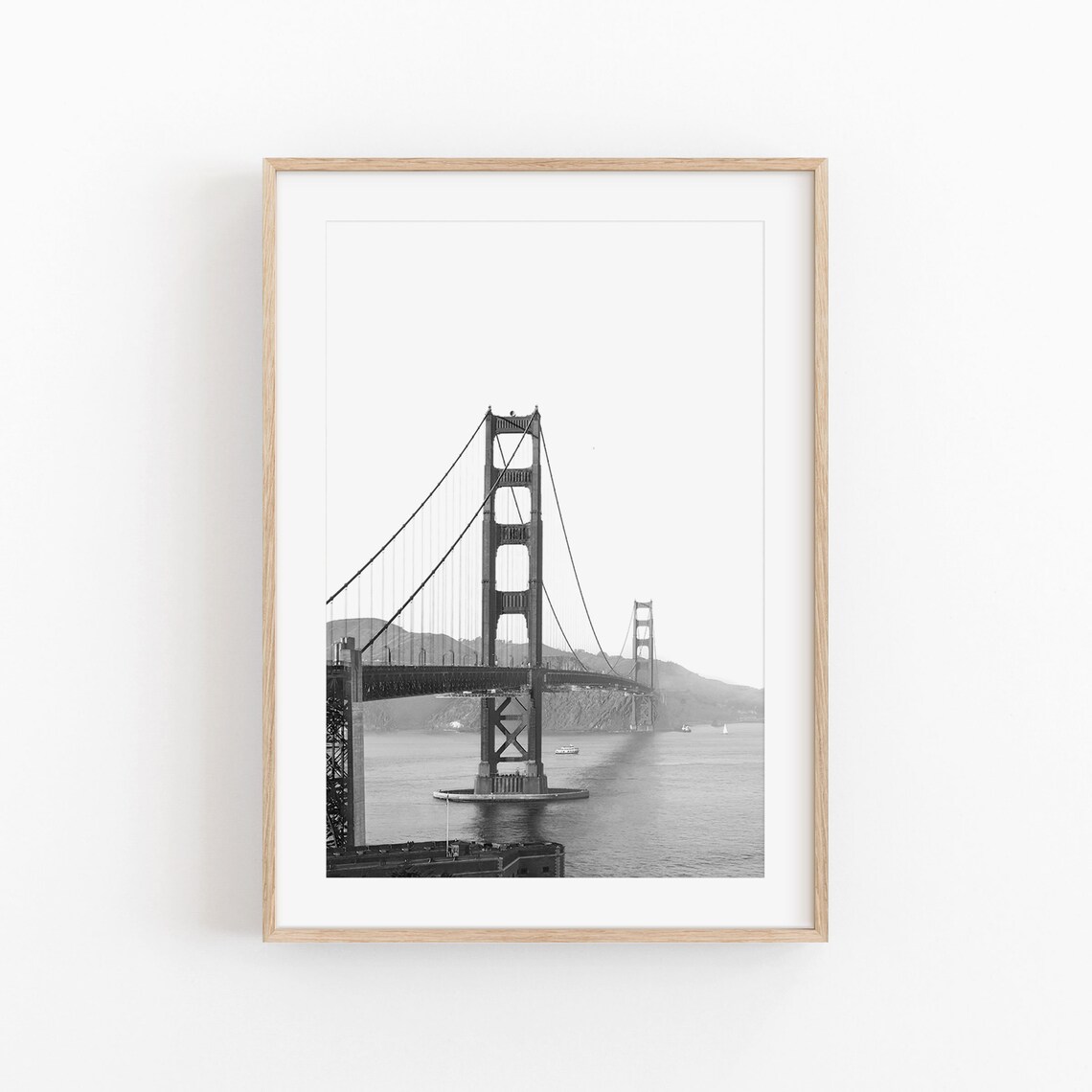 San Francisco Bridge Black and White Travel Poster