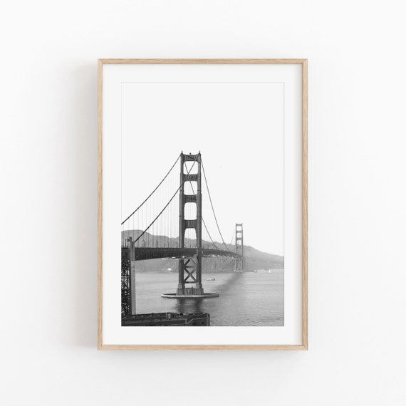 San Francisco Bridge Black and White Travel Poster