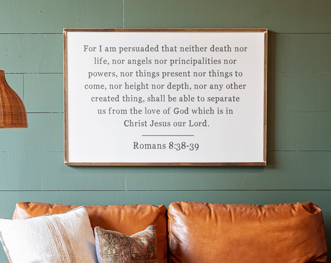 Romans 8:38-39 Scripture Wall Art Print, Christian Decor