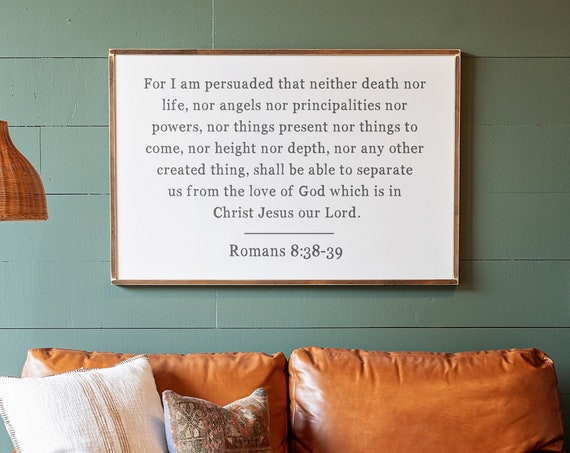 Romans 8:38-39 Scripture Wall Art Print, Christian Decor