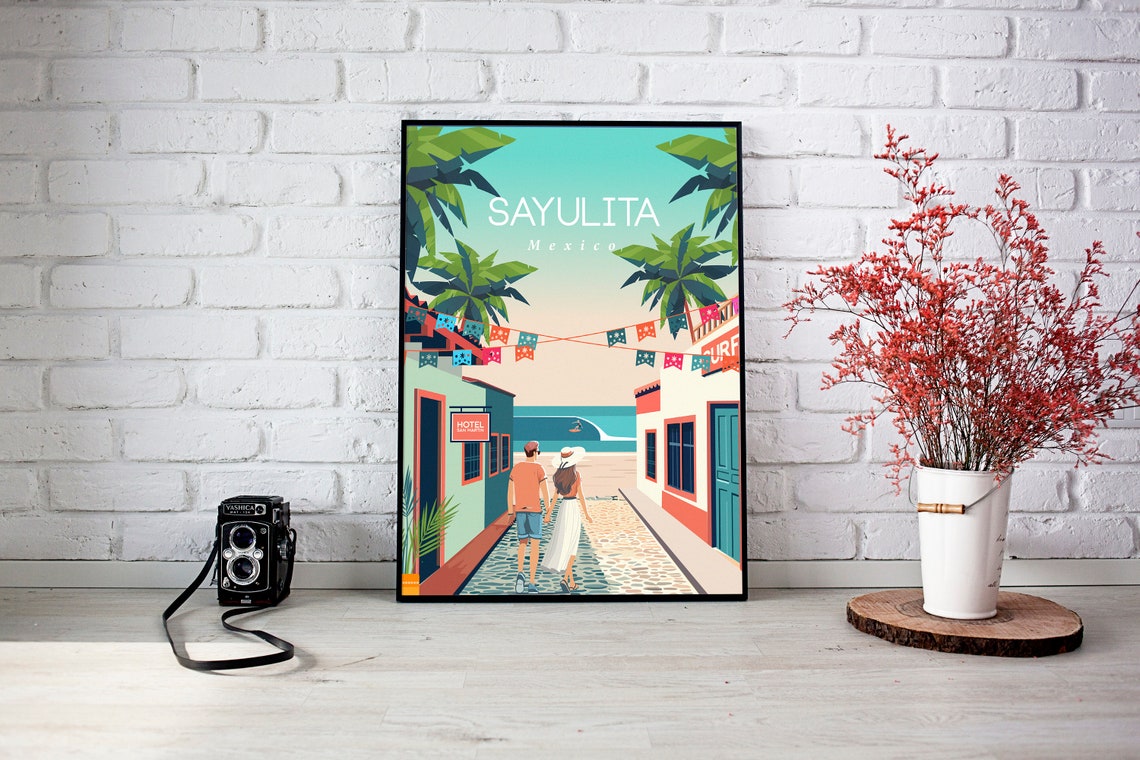 Sayulita Mexico Travel Poster Surf Beach File 12x16 Inches - Image 3