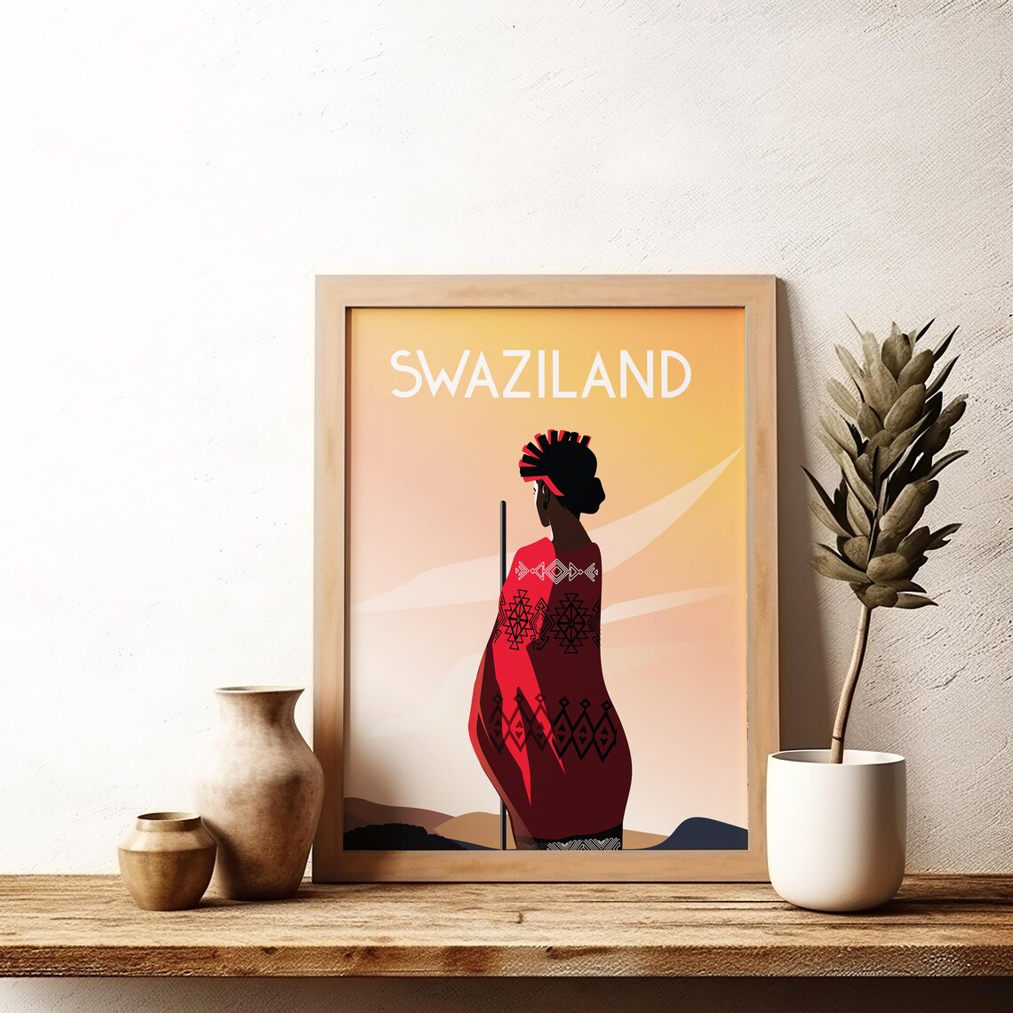 Swaziland Eswatini Traditional Dress Sunset Africa Travel Poster - Image 2